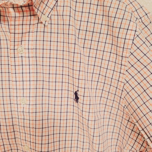 Ralph Lauren Orange and Blue Plaid Button Down Shirt - Picture 3 of 4